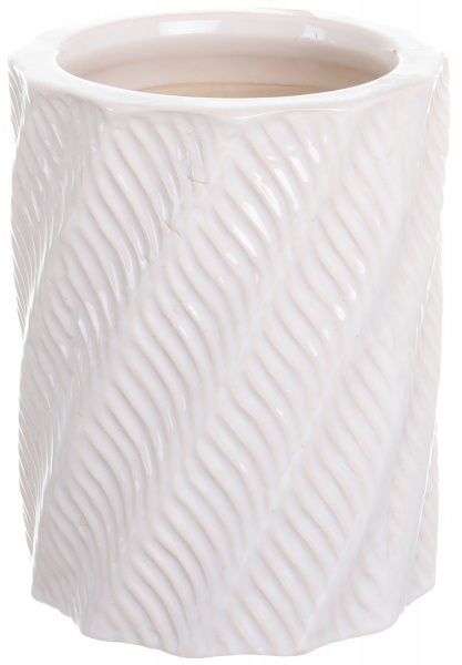 Горшок Viet Thanh Ceramic с блюдцем цилиндр волна 12х15 см VT.10967-3 круглый белый 