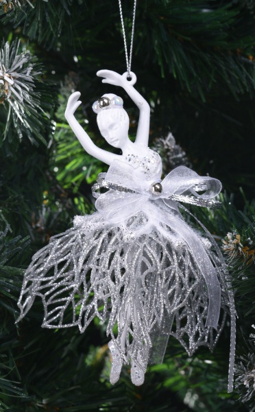 Подвеска Балерина декор Элит 9х12х3 см серебряный