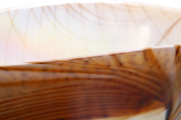 Ваза Yalos Murano FILIGRANA MARRONE 30 см слоновая кость с коричневой филигранью и перламутровым эффектом 