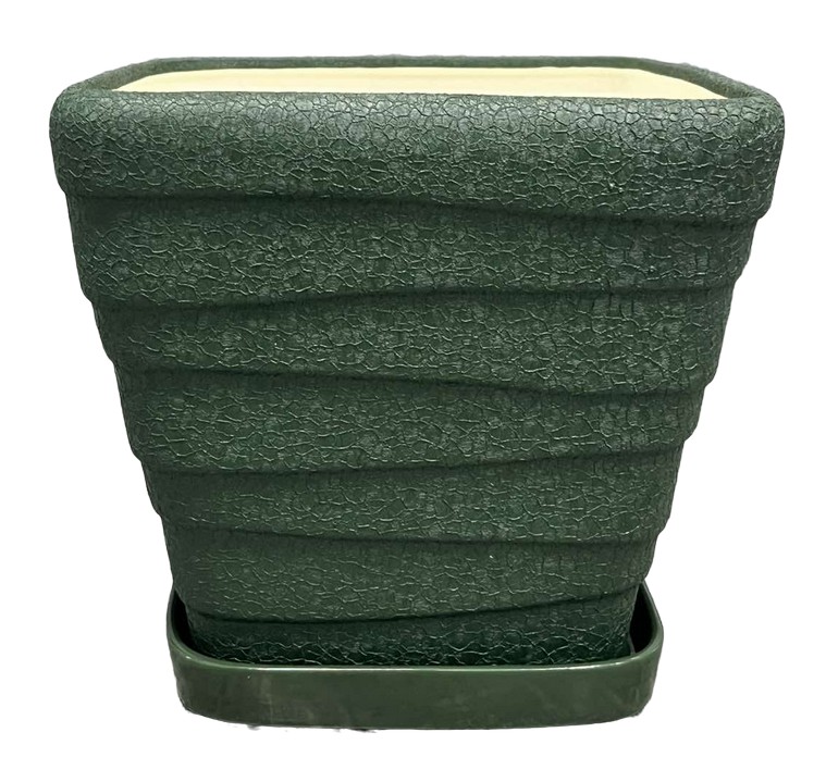 Горщик керамічний Оріана-Запоріжкераміка Квадрат Хвиля №3 фігурний 4,5 л хакі (069-3-020)