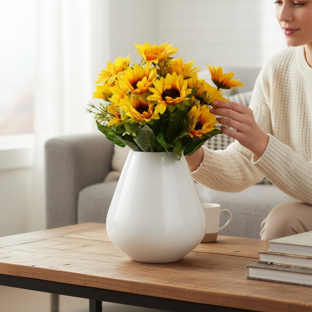 Ваза скляна Wrzesniak Glassworks Maestro Tear 22 см біла 17-9493A