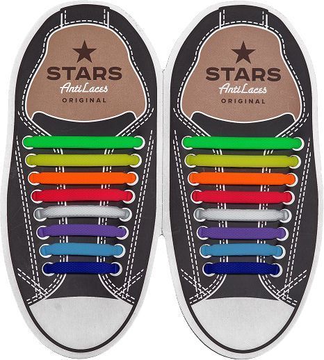 Шнурки силіконові AntiLaces Classic SRBW мульті 