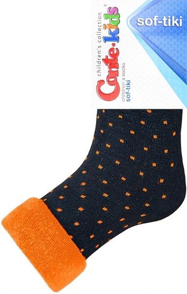 Шкарпетки дитячі Conte-Kids SOF-TIKI 6С-19СП (махрові з відворотом) 227 р.20 темно-синій помаранчевий 