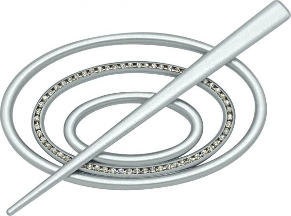 Заколка Овал 2 Элит 60х100 мм серебро В0022-4 MISLT