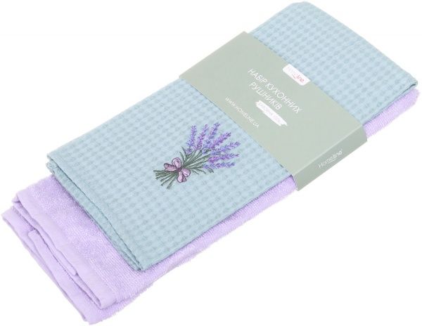 Набір рушників з вишивкою 45x60 см Homeline фіолетовий/блакитний 