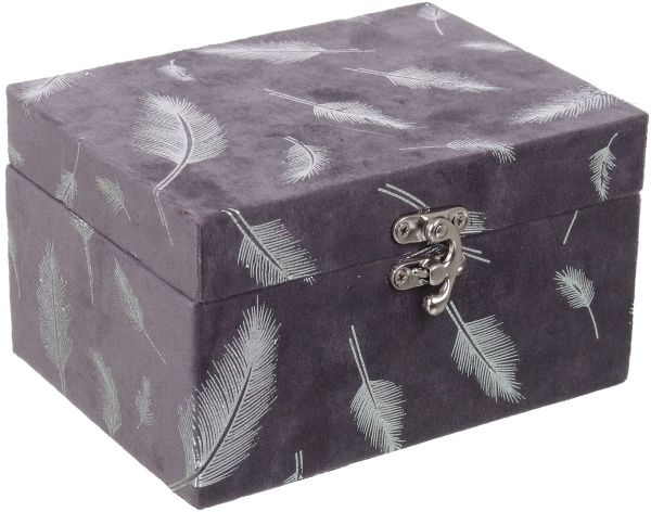 Сундук для украшений Листья 16х12х9 см серый с серебристым