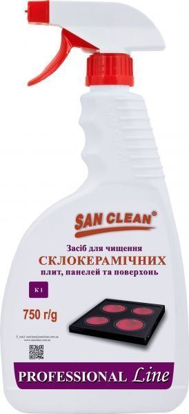 Засіб SAN CLEAN PROF Line для чищення склокерамічних плит і поверхонь 0,75 л