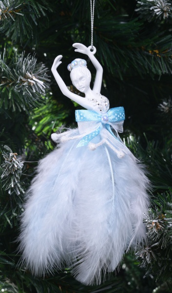 Подвеска Балерина декор Премиум 9х12х3 см голубой