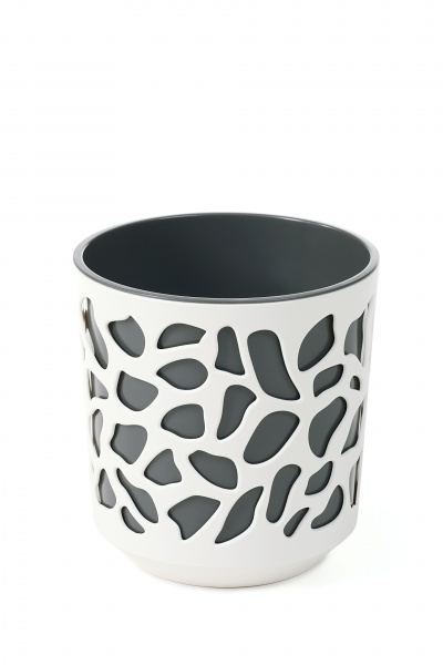 Кашпо пластикове Ламела Дует 250 круглий 10 л антрацит/кремовий (LA762-82) 