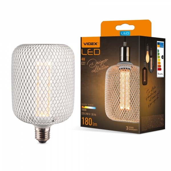 Лампа світлодіодна Videx FIL VL-DWMC100162 G125 4 Вт E27 1800 К 220 В прозора 27616 