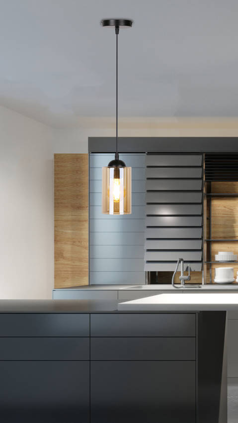 Люстра подвесная Candellux Bistro 1xE27 черный/янтарный 31-00569