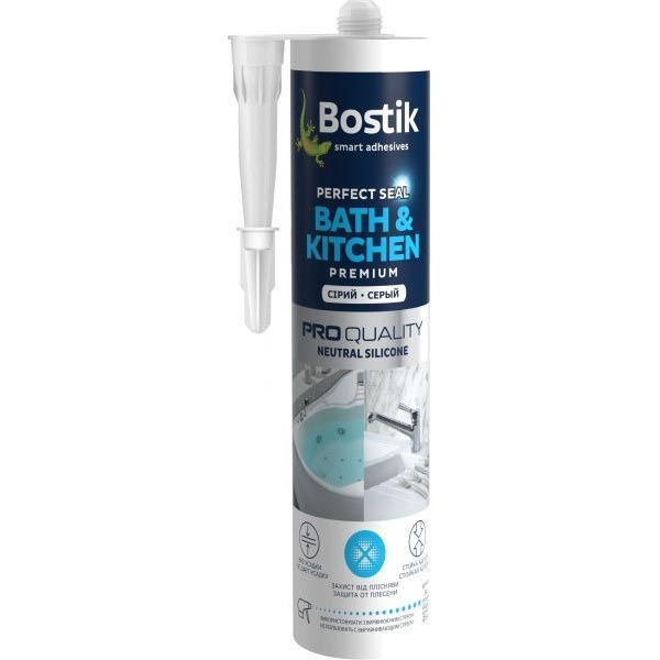 Герметик силіконовий Bostik Bath & Kitchen SIL N сірий 280мл
