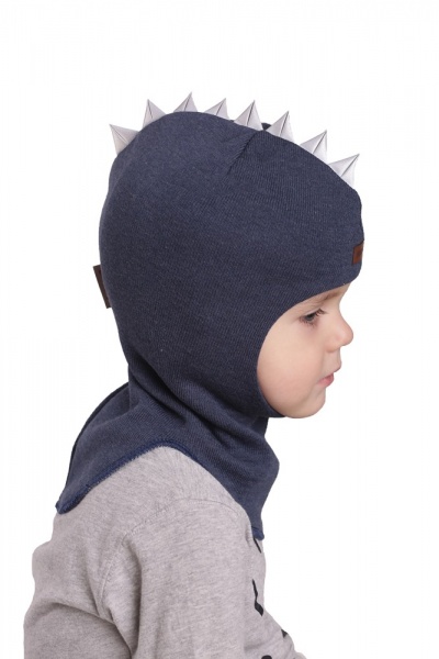 Шапочка детская для мальчика Beezy Дино р.50-52 синий меланж 1715 