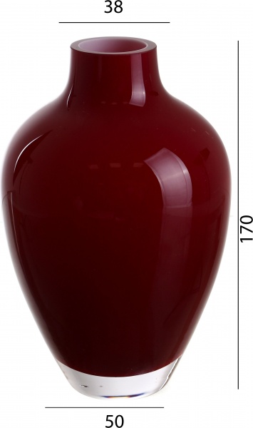 Ваза стеклянная Wrzesniak Glassworks Opal/Ruby 17 см ярко-красная 