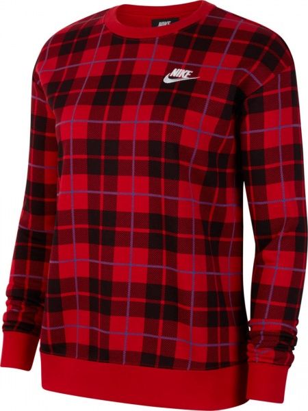 Джемпер Nike W NSW CREW FLC AOP PLAID CI5041-657 р. S красный