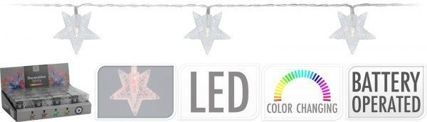 Электрогирлянда Звездочки встроенный светодиод (LED) 10 ламп 1,3 м