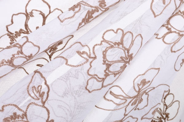 Тканина тюлева HX 62008022-11/280 KB 280 см біла з бежевим 