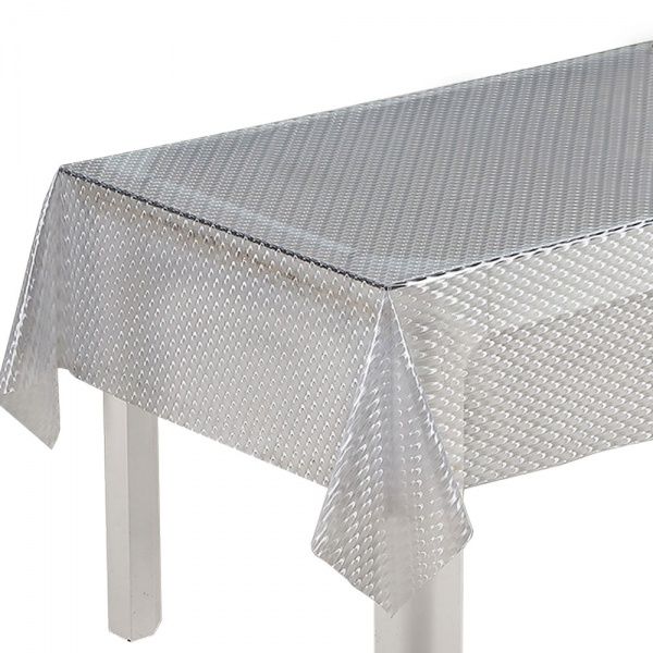 Скатертина 3Д ТС26-001 Соти 137x200 см білий Даріана 