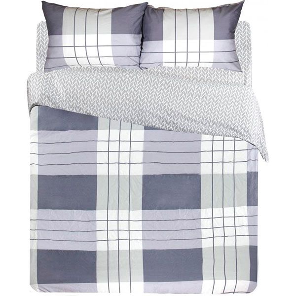 Комплект постільної білизни Клітина 1,5 сірий Ibodo 