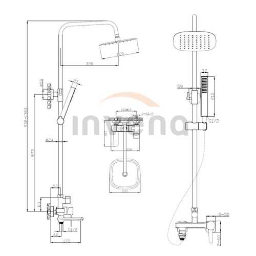 Душевая система Invena Glamour золотая AU-05-B09