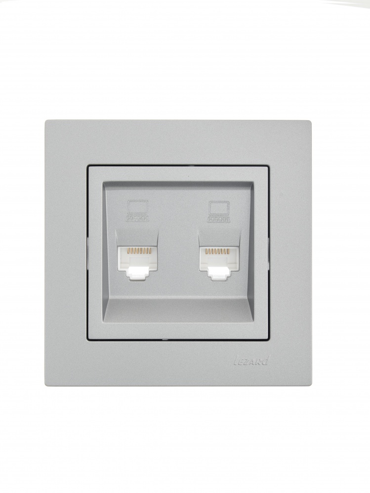 Механізм розетки комп’ютерна подвійна 2 Lezard Vesna IP20 сірий 742-3588-141