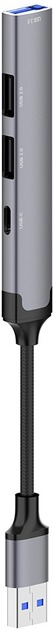 USB-хаб ColorWay USB-A 4-в-1 USB2.0х3/USB3.0 0,12 м сірий (CW-HUB05)