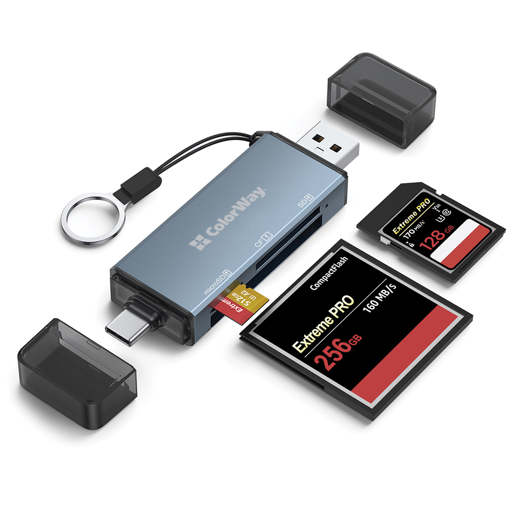 Кардридер ColorWay USB 2.0/USB-C to CF/SD/MicroSD (CW-CR-01)