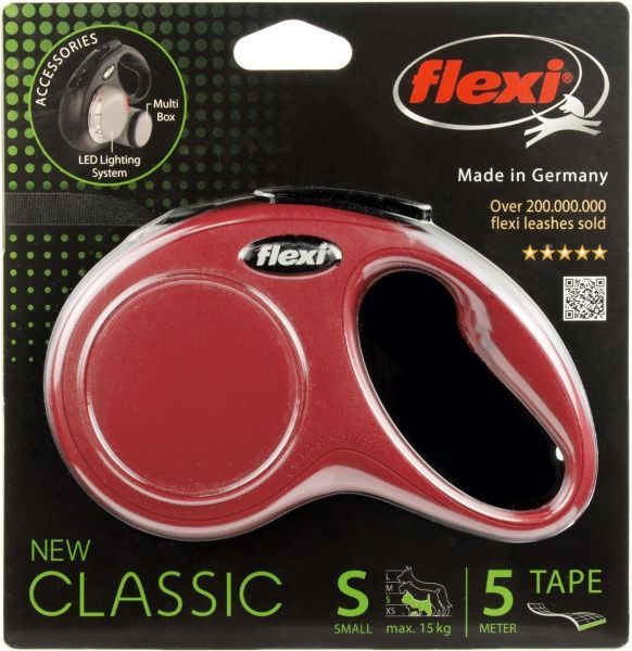 Повідець-рулетка FLEXI Classic S червоний до 15 кг 5 м