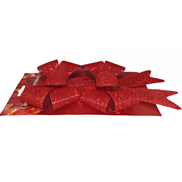 Бант ПВХ с глиттером 13х17х4,5 см красные 3 шт. Happycom International