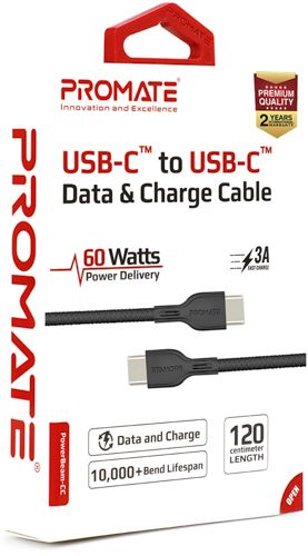 Кабель Promate USB Type-C – USB 1,2 м чорний 