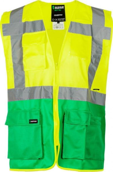 Жилет сигнальный Sizam Coventry р. XL рост универсальный 30147 зеленый с желтым