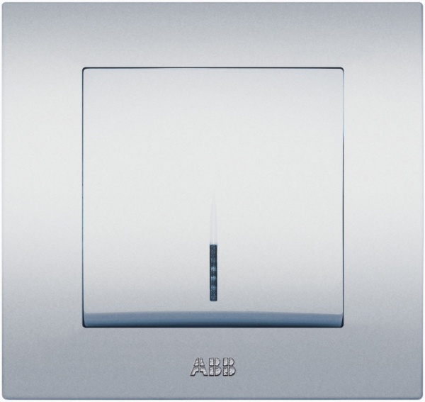 Вимикач одноклавішний ABB Cosmo з підсвіткою 10 А сірий металік 619-011000-201
