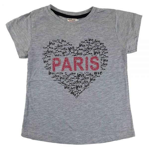 Футболка для дівчаток AKKUZU kids Париж р.116 сірий 