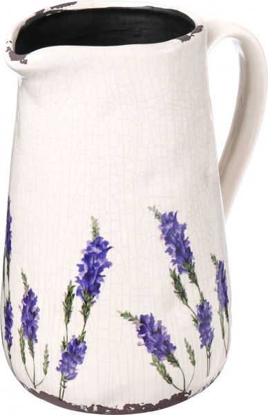 Кашпо керамічне Лаванда круглий 4,4л білий/з малюнком (HO77-183-1) 