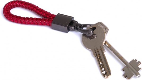 Брелок для ключей с U зажимом с отверткой красный