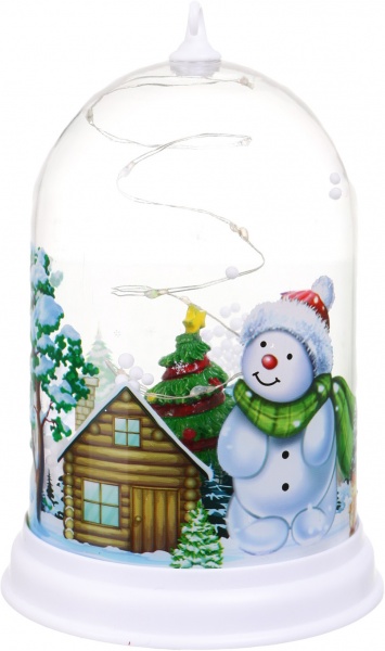 Сувенір новорічний з підсвіткою сніговик в колбі ZH-5017 світлодіодна (LED) 14,5 см 