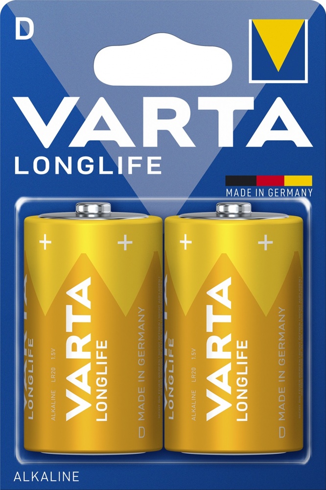 Батарейка Varta Longlife D (R20, 373)/CR 2 шт. (4120101412)