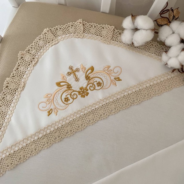 Комплект для хрещення Бетіс Скарбничка янгола 75x80 білий із золотим 27681546 