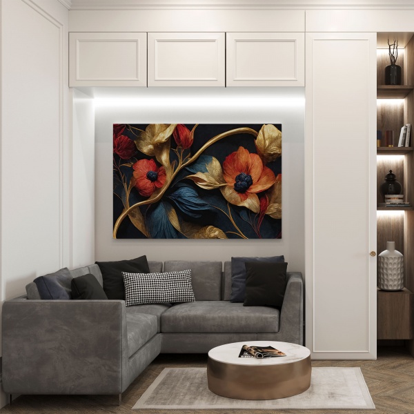 Картина на холсте Позолоченные цветы 80x110 см WS Holst 2197145245 