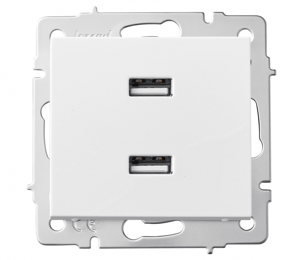 Механізм розетки USB Lezard Rain білий 703-0288-192