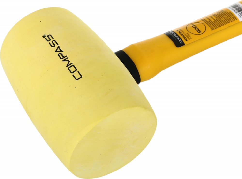 Киянка Compass 900 г желтая резина фибергласовая ручка CP-RH0900-YL