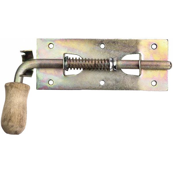 Засов гаражный №1 с деревяной ручкой желтый 200 мм