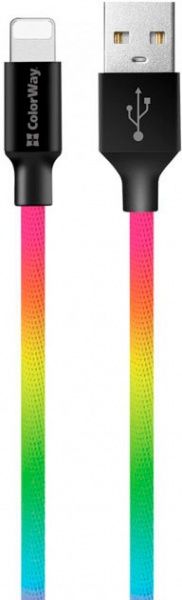 Кабель ColorWay USB - Apple Lightning (multicolor) 2.4 А 1 м різнокольоровий 