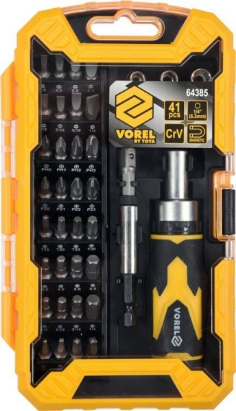 Отвертка-ручка и биты 9 в 1 Vorel 64385