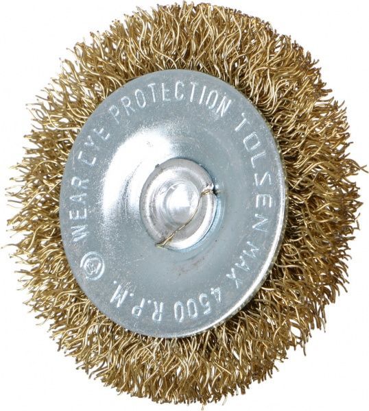 Щітка дискова 50мм х 6.4мм, гофрований латунований дріт 0.3мм Tolsen 77540