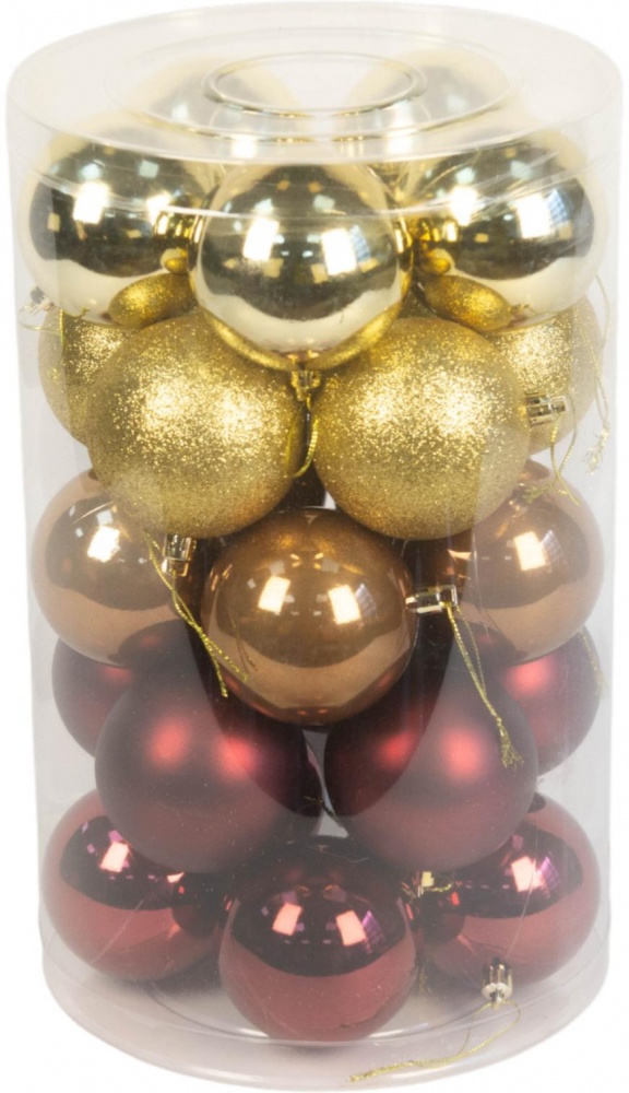 Набор елочных шаров микс бордово-золотой d 7 мм 25 шт./уп.