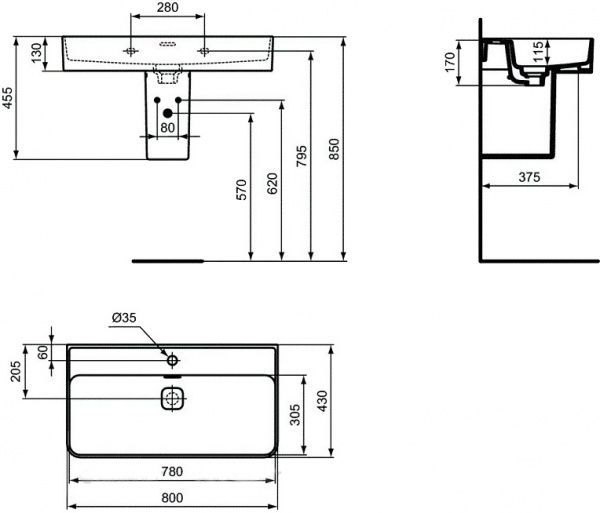 Умивальник Ideal Standard Strada II 80 T300101