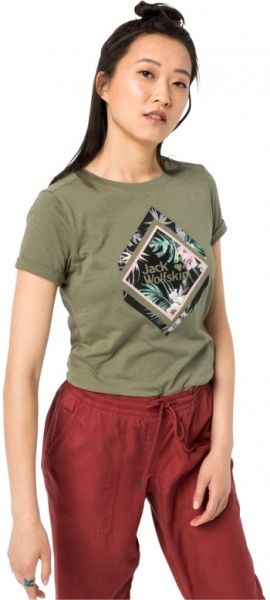 Футболка Jack Wolfskin TROPICAL SQUARE T W 1806931-4288 S хакі