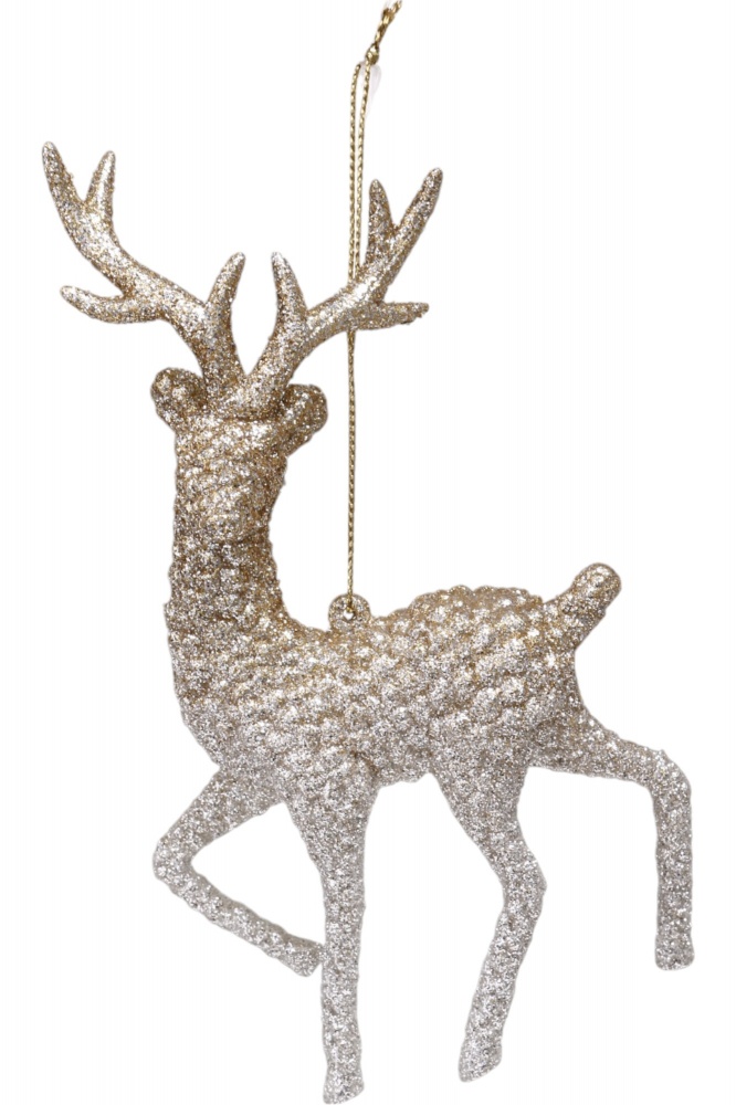 Підвіска пластикова олень вишуканий з присипкою 15 см в асортименті EPI-P111001