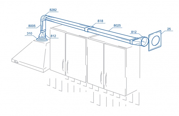 Колено соединительное 90° для плоских и круглых каналов 821 204х60/d100